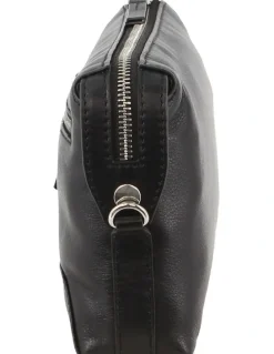 PIERRE CARDIN Leather Organizer Bag in Black