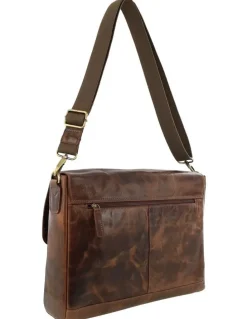 PIERRE CARDIN Leather Refined Messenger Bag in Cognac