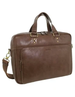PIERRE CARDIN Leather Rustic Business/Laptop Bag in Oak