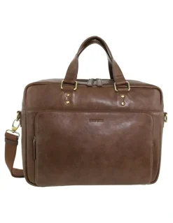 PIERRE CARDIN Leather Rustic Business/Laptop Bag in Oak