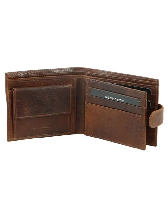 PIERRE CARDIN Leather Wallet/Card Holder in Cognac