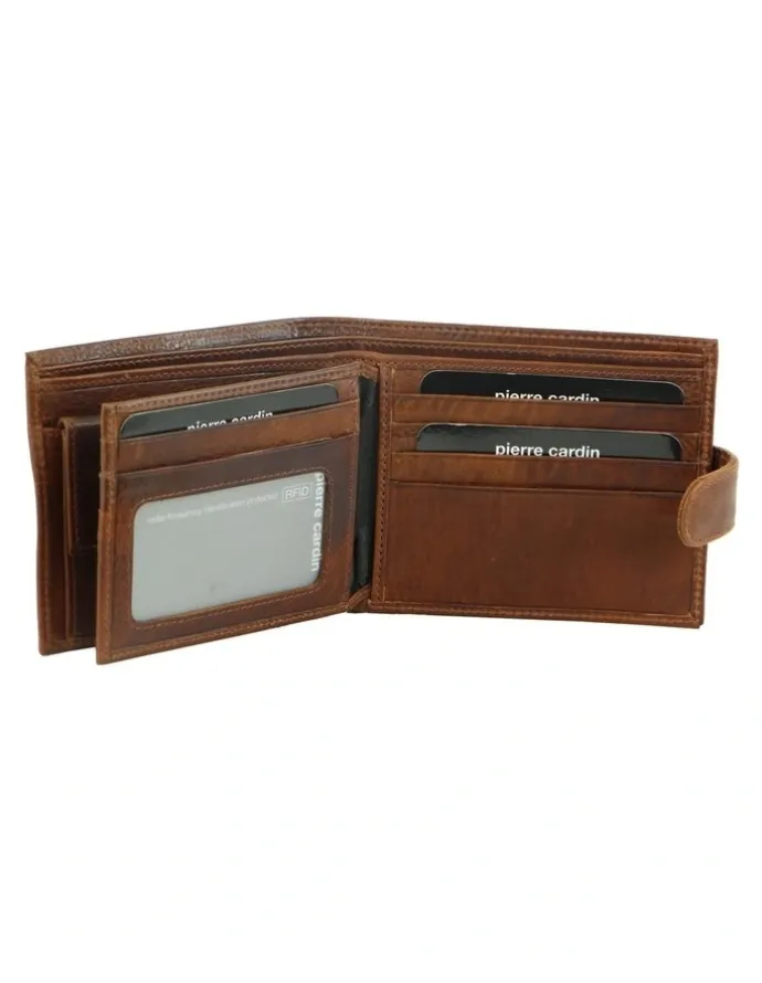 PIERRE CARDIN Leather Wallet/Card Holder in Cognac