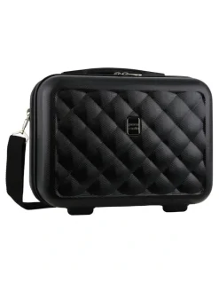 PIERRE CARDIN Metro CABIN Hard Shell with Mini Beauty Case Set Assorted Leather Tag in Black