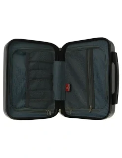 PIERRE CARDIN Metro CABIN Hard Shell with Mini Beauty Case Set Assorted Leather Tag in Black