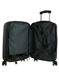 PIERRE CARDIN Metro CABIN Hard Shell with Mini Beauty Case Set Assorted Leather Tag in Black