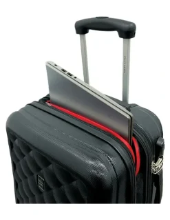 PIERRE CARDIN Metro CABIN Hard Shell with Mini Beauty Case Set Assorted Leather Tag in Black