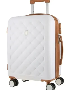 PIERRE CARDIN Metro CABIN Hard Shell with Mini Beauty Case Set Assorted Leather Tag in White
