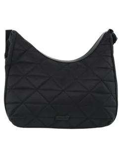 PIERRE CARDIN Nylon Geometric Hobo Bag in Black