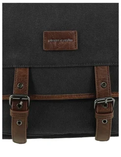 PIERRE CARDIN Pierre Cardin Canvas Buckle Satchel in Black