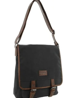 PIERRE CARDIN Pierre Cardin Canvas Buckle Satchel in Black