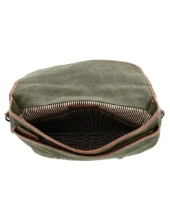 PIERRE CARDIN Pierre Cardin Canvas Laptop Satchel in Brown - Canvas/Vegan Leather