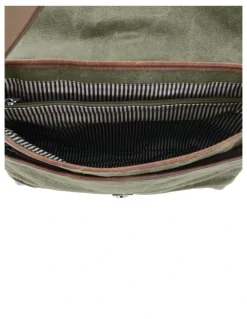 PIERRE CARDIN Pierre Cardin Canvas Messenger Bag in Brown - Canvas/Vegan Leather