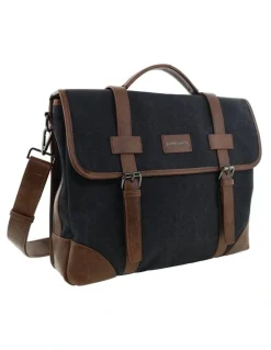 PIERRE CARDIN Pierre Cardin Canvas Laptop Satchel in Black