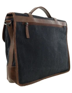 PIERRE CARDIN Pierre Cardin Canvas Laptop Satchel in Black