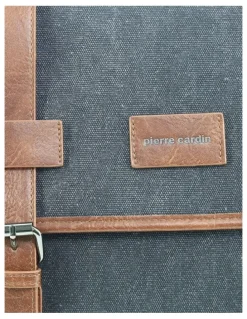 PIERRE CARDIN Pierre Cardin Canvas Laptop Satchel in Black