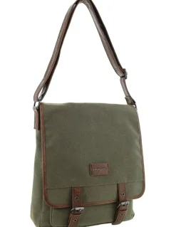 PIERRE CARDIN Pierre Cardin Canvas Buckle Satchel n Brown - Canvas/Vegan Leather