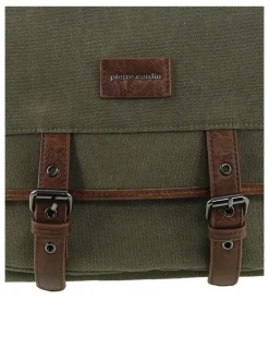 PIERRE CARDIN Pierre Cardin Canvas Buckle Satchel n Brown - Canvas/Vegan Leather