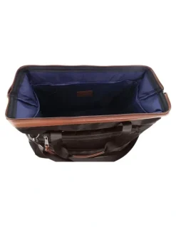 PIERRE CARDIN Pierre Cardin Euro Overnighter Carry On in Chocolate - Nylon/Vegan Leather