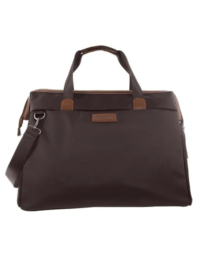 PIERRE CARDIN Pierre Cardin Euro Overnighter Carry On in Chocolate - Nylon/Vegan Leather