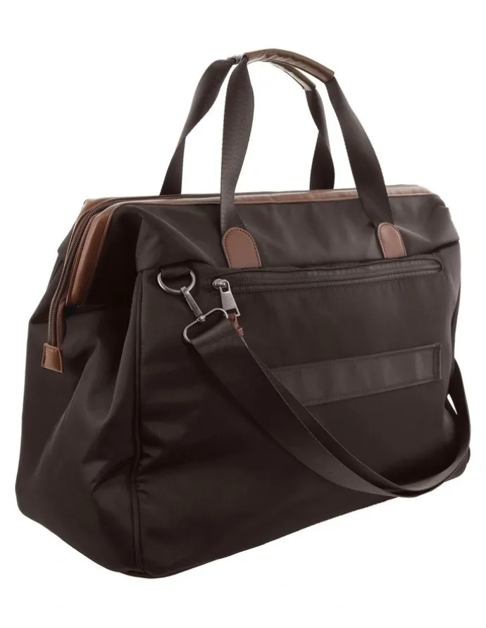 PIERRE CARDIN Pierre Cardin Euro Overnighter Carry On in Chocolate - Nylon/Vegan Leather