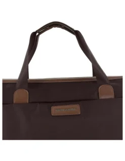 PIERRE CARDIN Pierre Cardin Euro Overnighter Carry On in Chocolate - Nylon/Vegan Leather