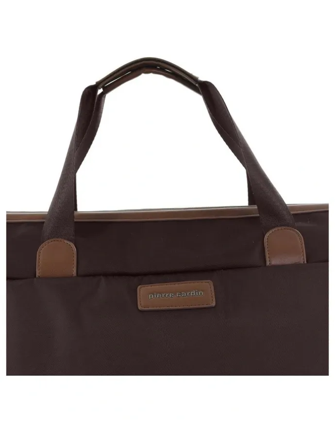 PIERRE CARDIN Pierre Cardin Euro Overnighter Carry On in Chocolate - Nylon/Vegan Leather