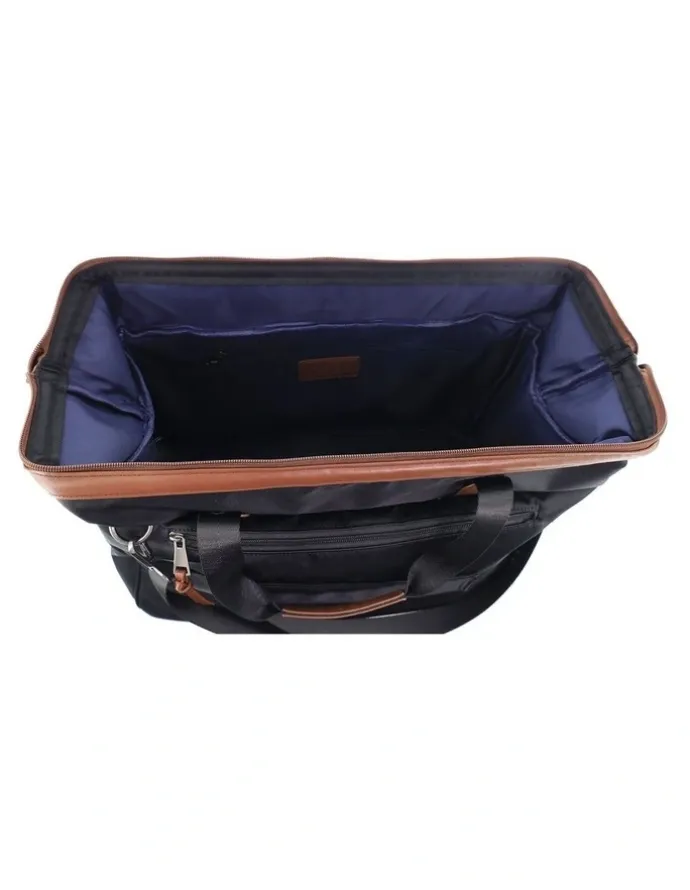 PIERRE CARDIN Pierre Cardin Euro Overnighter Carry On in Chocolate - Nylon/Vegan Leather