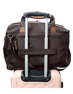 PIERRE CARDIN Pierre Cardin Euro Overnighter Carry On in Chocolate - Nylon/Vegan Leather