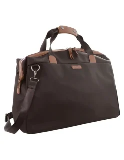 PIERRE CARDIN Pierre Cardin Euro Overnighter Carry On in Chocolate - Nylon/Vegan Leather