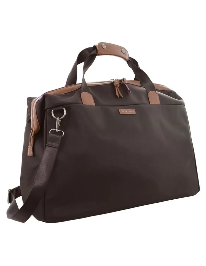 PIERRE CARDIN Pierre Cardin Euro Overnighter Carry On in Chocolate - Nylon/Vegan Leather