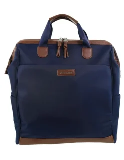 PIERRE CARDIN Pierre Cardin Euro Backpack Carry On in Navy - Nylon/Vegan Leather