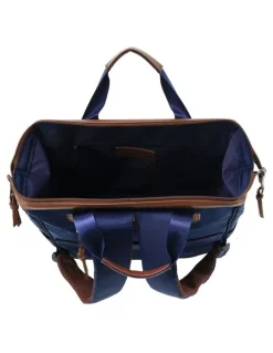 PIERRE CARDIN Pierre Cardin Euro Backpack Carry On in Navy - Nylon/Vegan Leather