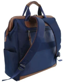 PIERRE CARDIN Pierre Cardin Euro Backpack Carry On in Navy - Nylon/Vegan Leather