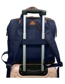 PIERRE CARDIN Pierre Cardin Euro Backpack Carry On in Navy - Nylon/Vegan Leather