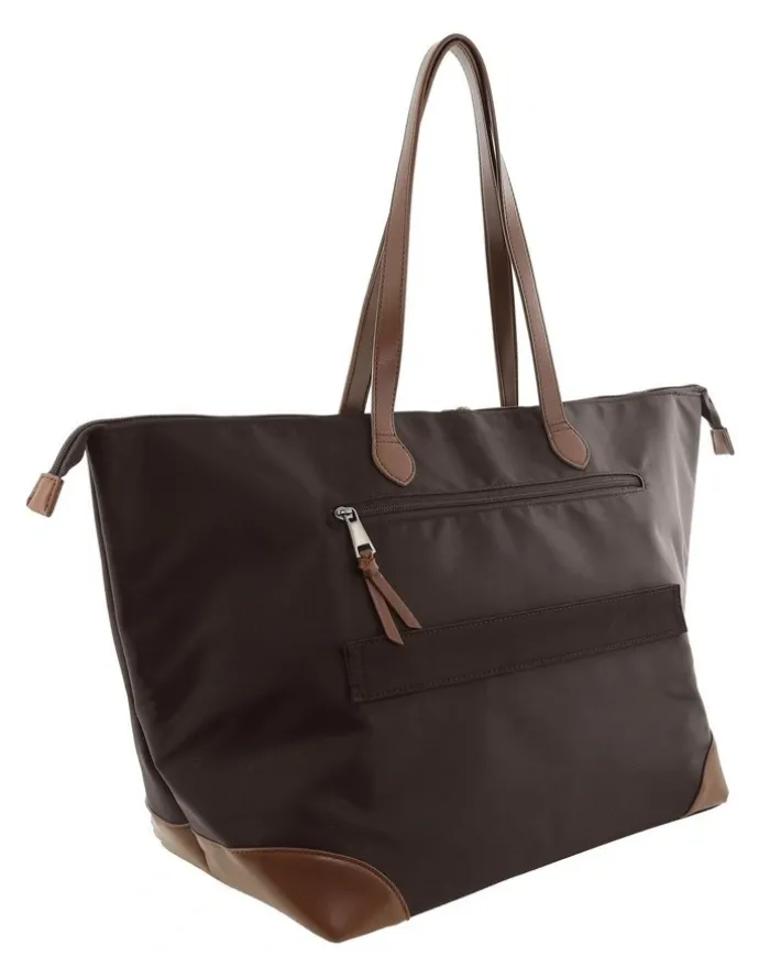 PIERRE CARDIN Pierre Cardin Euro Tote in Chocolate - Nylon/Vegan Leather