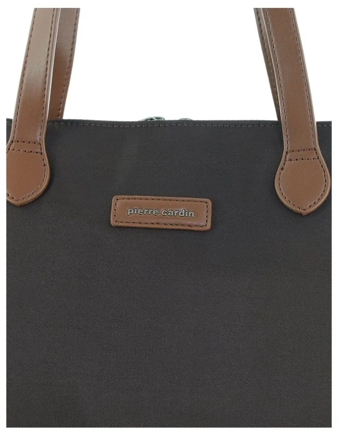 PIERRE CARDIN Pierre Cardin Euro Tote in Chocolate - Nylon/Vegan Leather