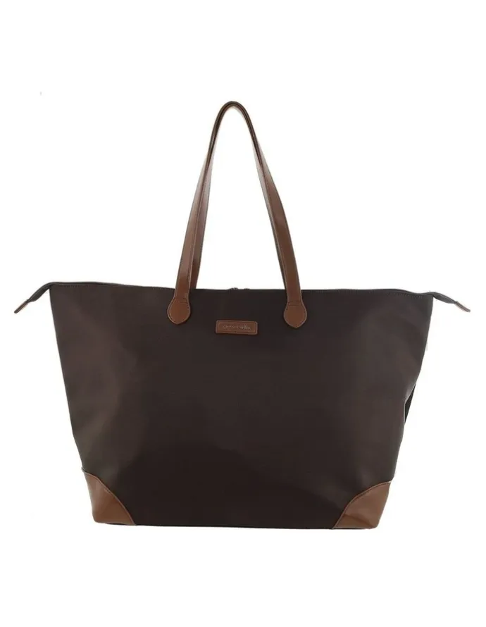 PIERRE CARDIN Pierre Cardin Euro Tote in Chocolate - Nylon/Vegan Leather