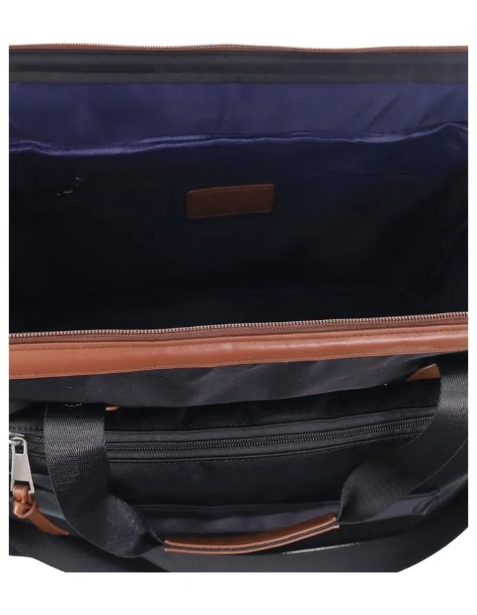 PIERRE CARDIN Pierre Cardin Euro Overnighter Carry On in Black - Nylon/Vegan Leather