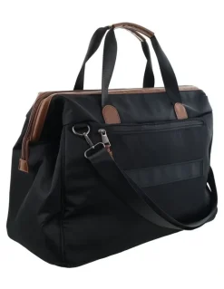 PIERRE CARDIN Pierre Cardin Euro Overnighter Carry On in Black - Nylon/Vegan Leather