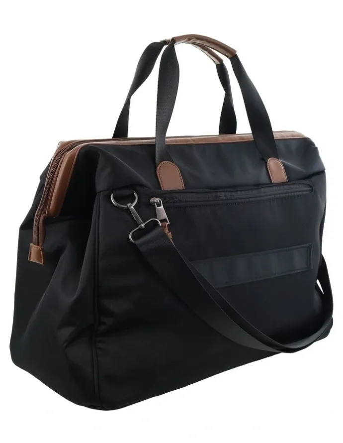 PIERRE CARDIN Pierre Cardin Euro Overnighter Carry On in Black - Nylon/Vegan Leather