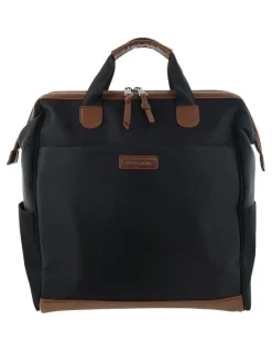 PIERRE CARDIN Pierre Cardin Euro Backpack Carry On in Black - Nylon/Vegan Leather
