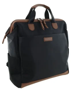 PIERRE CARDIN Pierre Cardin Euro Backpack Carry On in Black - Nylon/Vegan Leather