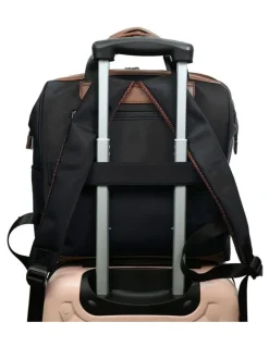 PIERRE CARDIN Pierre Cardin Euro Backpack Carry On in Black - Nylon/Vegan Leather