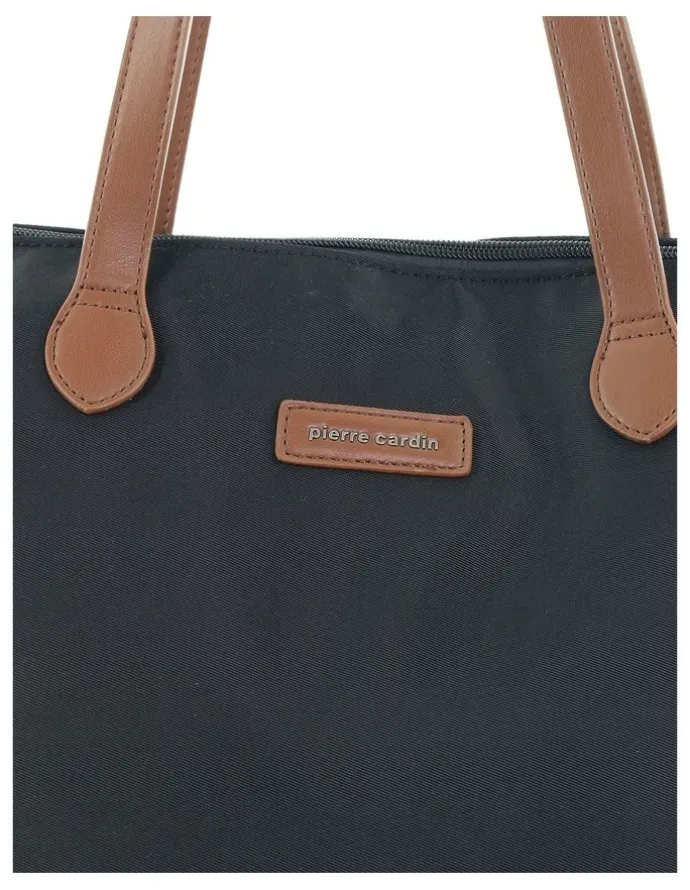 PIERRE CARDIN Pierre Cardin Euro Tote in Black - Nylon/Vegan Leather