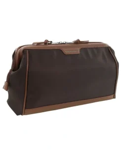 PIERRE CARDIN Pierre Cardin Euro Toiletry Bag in Chocolate - Nylon/Vegan Leather