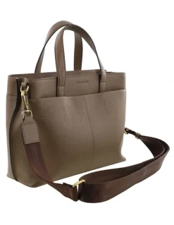 PIERRE CARDIN Pierre Cardin Genuine Leather Tote Bag In Oak