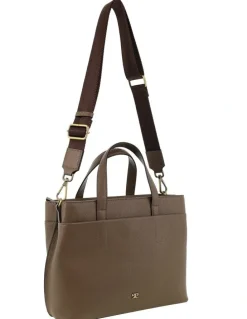 PIERRE CARDIN Pierre Cardin Genuine Leather Tote Bag In Oak