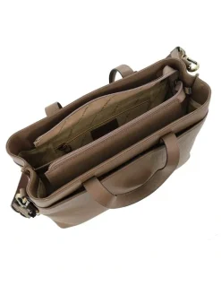 PIERRE CARDIN Pierre Cardin Genuine Leather Tote Bag In Oak