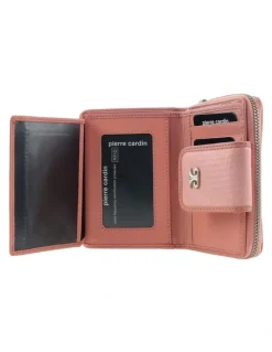 PIERRE CARDIN Pierre Cardin Genuine Leather Bi-Fold Wallet with Zip Coin Section in Pink