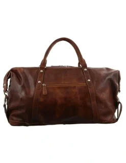 PIERRE CARDIN Pierre Cardin Genuine Leather Rustic Overnight Bag in Cognac